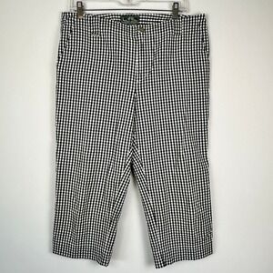 Lauren Ralph Lauren Gingham Cropped Capri Pant Women 12 Preppy Minimalist Luxury